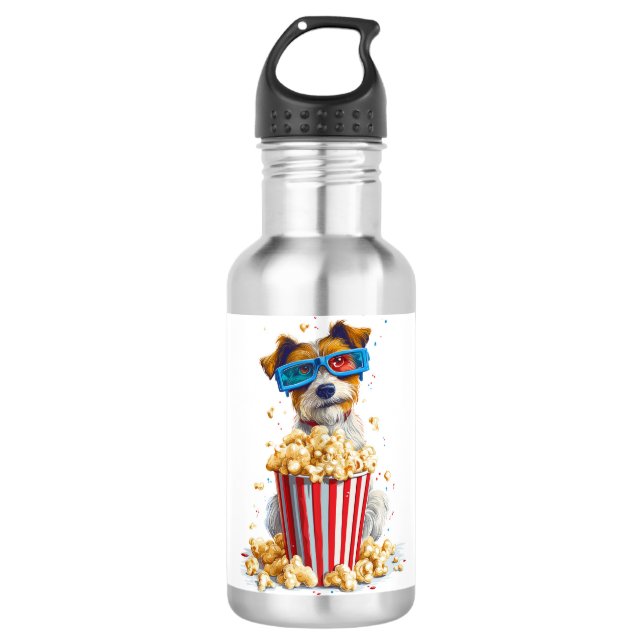 Popcorn Pup - Kinoabend Edelstahlflasche (Vorderseite)