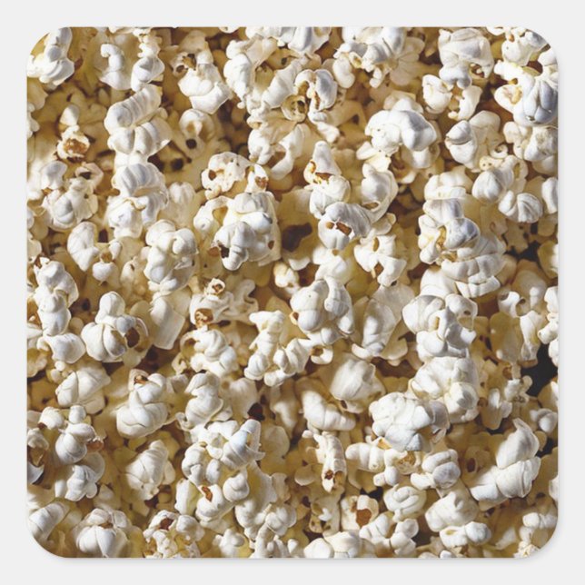 Popcorn Quadratischer Aufkleber (Vorderseite)