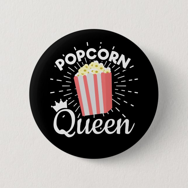 Popcorn Queen Women Girls Movie Popcorn Button (Vorderseite)
