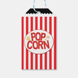 Popcorn Red & White Strip Movie Party Geschenkanhänger