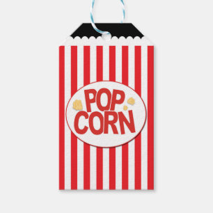 Popcorn Red & White Strip Movie Party Geschenkanhänger