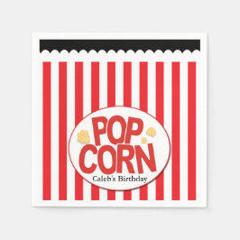 Popcorn Red & White Strip Movie Party Serviette