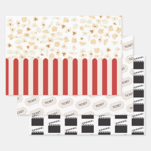 Popcorn Retro Movie Cinema Geschenkpapier Set