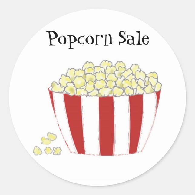 Popcorn Sale Runder Aufkleber (Vorderseite)