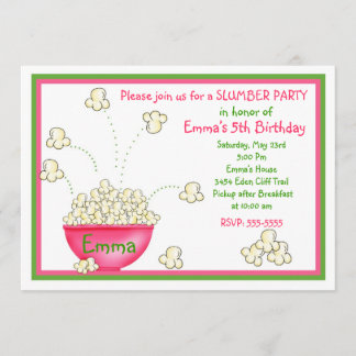 Popcorn-Schlummer-Party Einladungen