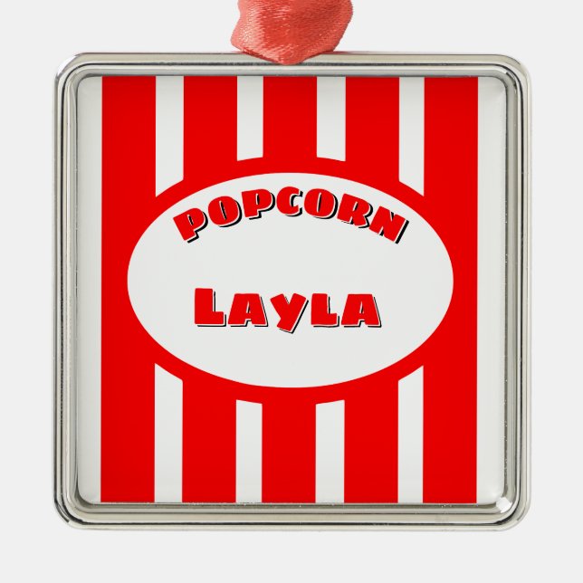 Popcorn Silbernes Ornament (Vorne)
