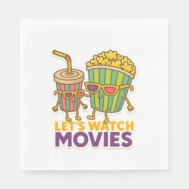Popcorn & Soda Duo – Movie Night Vibes Serviette (Vorderseite)