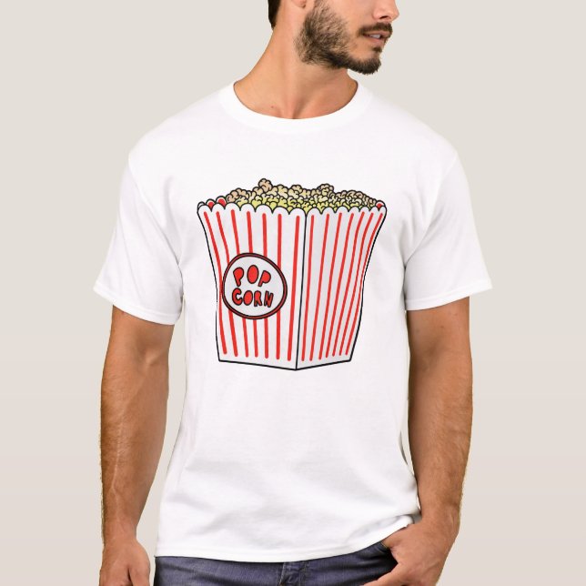 Popcorn-Streifen-Aussschütt-Eimer Retro T-Shirt (Vorderseite)