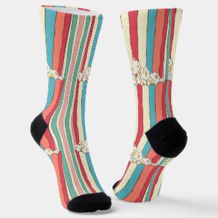 Popcorn Stripe Socks - Movie Night Fun Design Socken