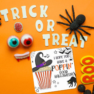Popcorn-Trick oder -Behandlung Quadratischer Aufkleber
