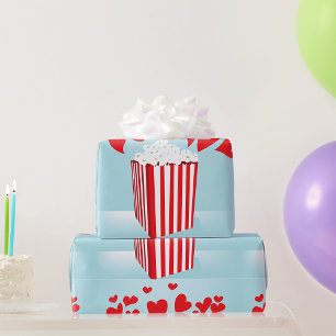 Popcorn und Herzen Movie Date Night Geschenkpapier