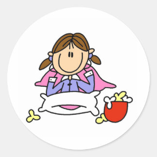 Popcorn und Pajamas-Aufkleber Runder Aufkleber