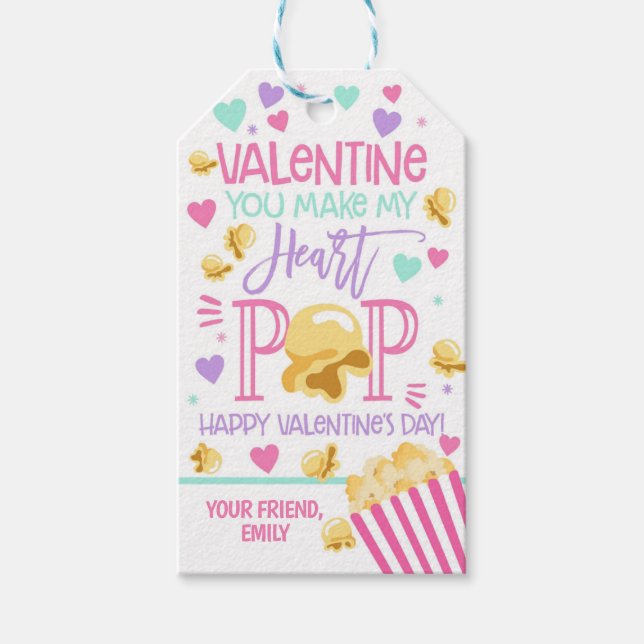 Popcorn Valentine Sie machen mein Herz POP Gefältm Geschenkanhänger (Vorderseite)