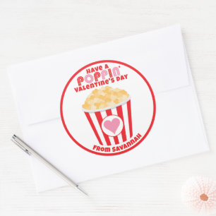 Popcorn Valentine Sticker, Popcorn Gefallen Runder Aufkleber