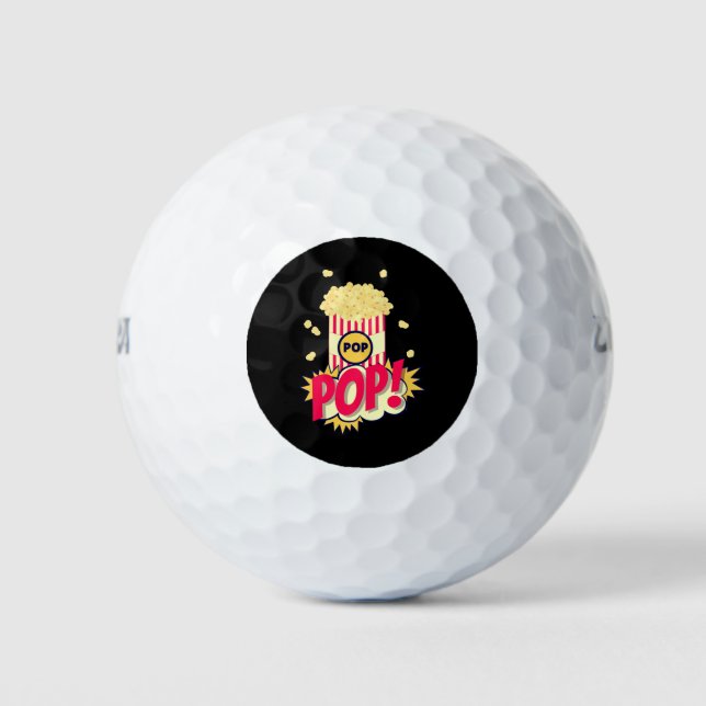 Popcorn Vintag Retro Funny Golfball (Vorderseite)