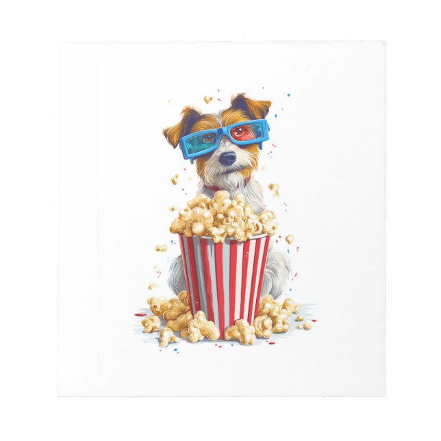 Popcorn-Welpe � Kinonacht-Hund Notizblock (Vorderseite)