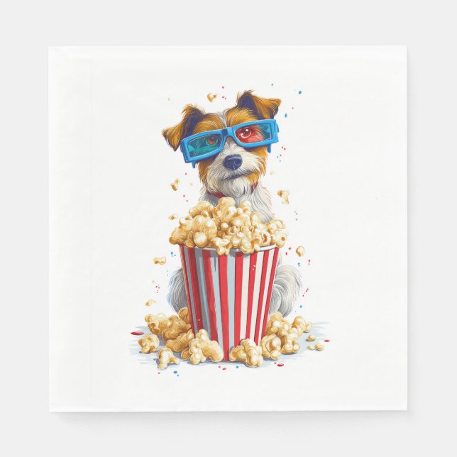 Popcorn-Welpe � Kinonacht-Hund Serviette (Vorderseite)