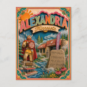 PopCut-Staaten Alexandria Minnesota Papierkunst Postkarte