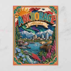 PopCut Staaten Anchorage Alaska Papierkunst Postkarte