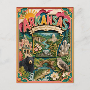 PopCut Staaten Arkansas Farbige 3D-Papierkunst Postkarte