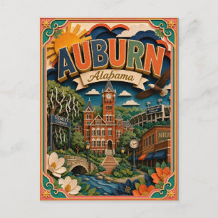 PopCut Staaten Auburn Alabama Papierkunst Postkarte