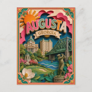 PopCut Staaten Augusta Georgia Papierkunst Postkarte