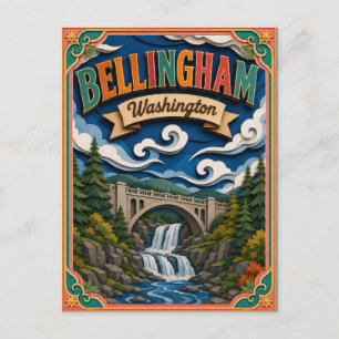 PopCut Staaten Bellingham Washington Papierkunst Postkarte