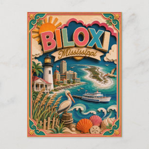 PopCut Staaten Biloxi Mississippi Papierkunst Postkarte