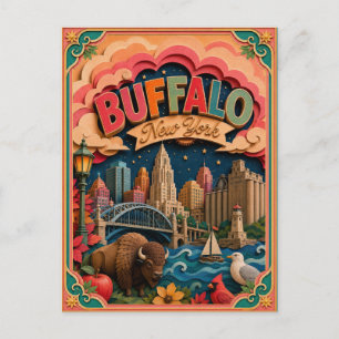 PopCut Staaten Buffalo New York Papierkunst Postkarte