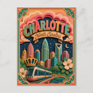 PopCut Staaten Charlotte North Carolina Papierkuns Postkarte
