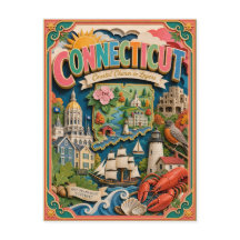 PopCut Staaten Connecticut Farbige 3D-Papierkunst