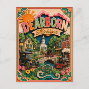 PopCut Staaten Dearborn Michigan Papierkunst Postkarte