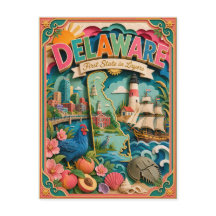 PopCut Staaten Delaware Farbige 3D-Papierkunst