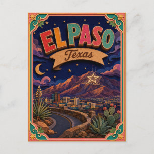 PopCut Staaten El Paso Texas Papierkunst Postkarte