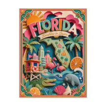 PopCut Staaten Florida Farbige 3D-Papierkunst