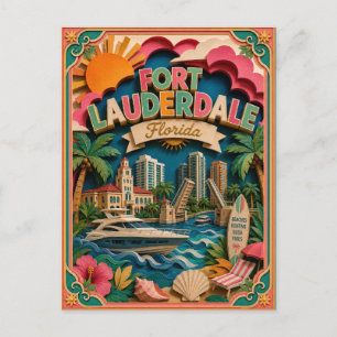 PopCut Staaten Fort Lauderdale Florida Papierkunst Postkarte