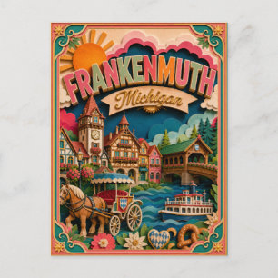 PopCut-Staaten Frankenmuth Michigan Papierkunst Postkarte
