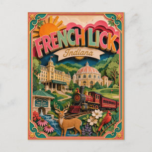 PopCut Staaten French Lick Indiana Papierkunst Postkarte