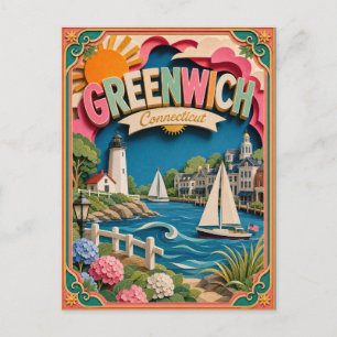 PopCut Staaten Greenwich Connecticut Papierkunst Postkarte