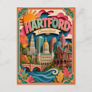 PopCut Staaten Hartford Connecticut Papierkunst Postkarte