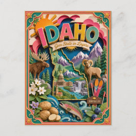 PopCut Staaten Idaho Farbige 3D-Papierkunst Postkarte