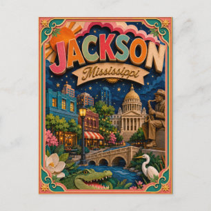 PopCut Staaten Jackson Mississippi Papierkunst Postkarte