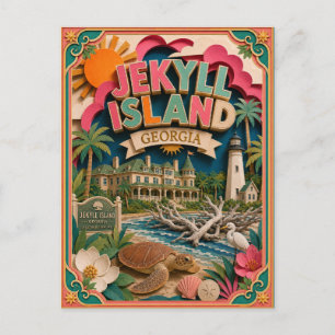 PopCut Staaten Jekyll Island Georgia Papierkunst Postkarte