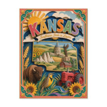 PopCut Staaten Kansas Farbige 3D-Papierkunst