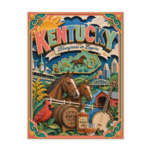 PopCut Staaten Kentucky Farbige 3D-Papierkunst