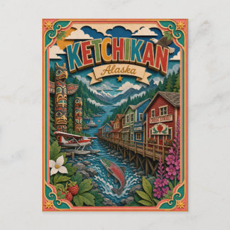 PopCut Staaten Ketchikan Alaska Papierkunst Postkarte
