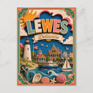 PopCut Staaten Lewes Delaware Papierkunst Postkarte