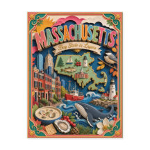 PopCut Staaten Massachusetts Farbige 3D-Papierkuns