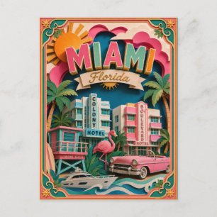 PopCut Staaten Miami Florida Papier Kunst Postkarte
