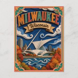 PopCut Staaten Milwaukee Wisconsin Papierkunst Postkarte